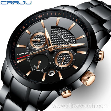 CRRJU Men Watch 30m Waterproof Watch Top Brand Luxury Steel Watch Chronograph Male Clock Saat relojes hombre 2212